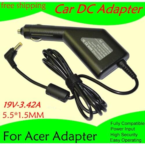 Free shipping High quality DC Power Car Adapter Charger For Laptop Acer 19V 3.42A 5.5*1.5MM 65W Input DC11-15V max 10A