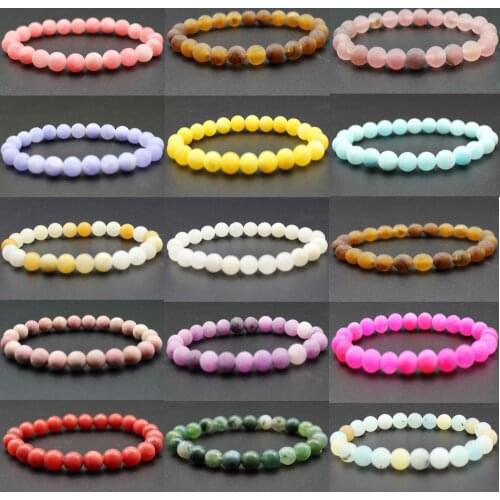 Chakra 8mm Natural Stone Beaded Bracelet Men Women Jewelry Lava Rock Colored Quartz Black Matte Healing Beads Stretch Charm Yoga