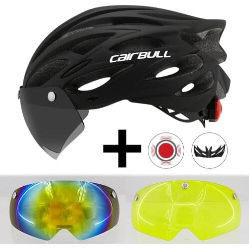 Cairbull Ultralight Cycling Helmet With Removable Visor Goggles Bike Taillight Intergrally-molded Mountain Road MTB Helmets 230g