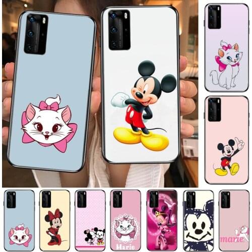 Disney Cat Marie Mickey Mouse Phone Case For Huawei P40 p30 P20 10 9 8 Lite E Pro Plus Black Etui Coque Painting Hoesjes comic f