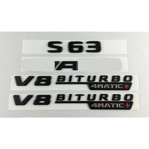 Black Letters Emblems Badges for Mercedes Benz W222 S63 FOR AMG V8 BITURBO 4MATIC
