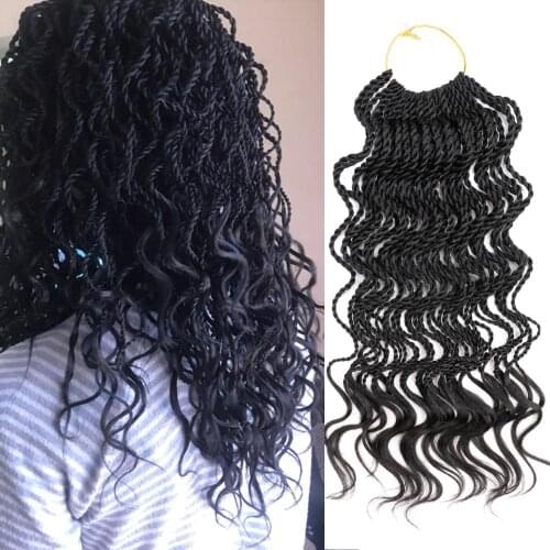 DAIRESS 14" 35strands Wavy Senegalese Twist Crochet Hair Braids Wavy Ends Free Curly Crochet Twist Braiding Hair Extensions