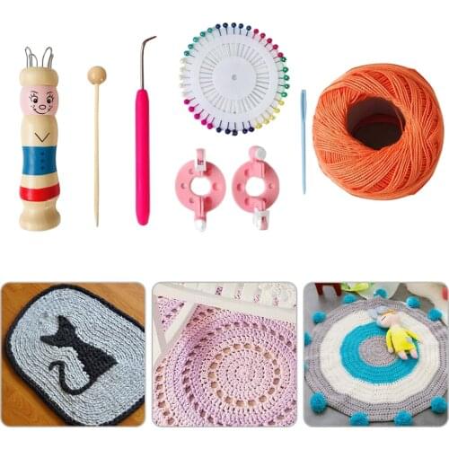 Wooden Doll Rope Knitting Needlework Childrens Handmade DIY Loom Braided Maker Yarn Wool Set Crochet Tool Knitter Accessories