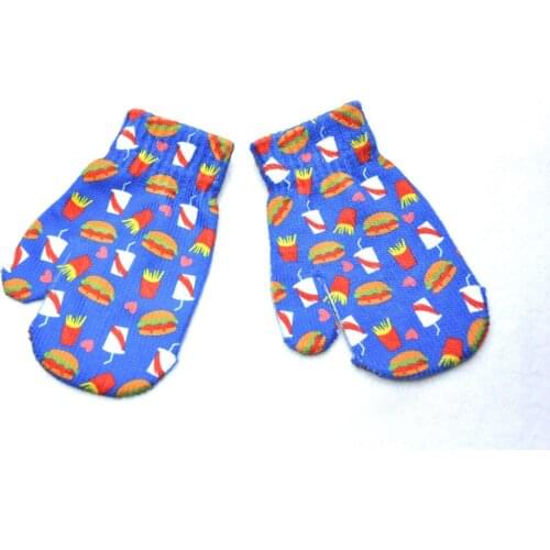 New Fashion 3D Pattern Winter Warm Baby Gloves Digital Painting Cartoon Full Fingers Mittens For Boys Girls 1Pair