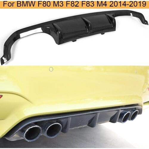 Car Rear Diffuser for BMW F80 M3 F82 F83 M4 14-19 Standard Convertible Carbon Fiber Rear Bumper Diffuser Lip Spoiler Black FRP