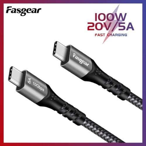 Fasgear PD100W USB Type C to USB C 3.1Gen 2 Charging The Phone Cable for MacBook Smartphone Huawei Xiaomi Samsung 10Gbps USB C