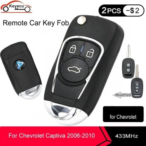 KEYECU Upgraded Flip Remote Car Key Fob 2 / 3 Buttons 433MHz with ID46 Chip for Chevrolet Captiva 2006 2007 2008 2009 2010