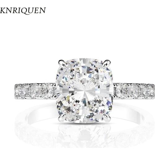 Classic Real 925 Sterling Silver Reddean Cut 8*9mm Created High Fire Diamond Wedding Engagement Rings Anniversary Gift for Women