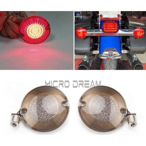 Red LED Turn Signal Indicator Light 1156 Bullet Inserts Lamp Smoke Light Lens Cover For Harley Road King Electra Glide Classic