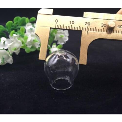 5pieces 20*15mm round ball shape glass globe orbs wishing bottle jars locket vial pendant jewelry findings
