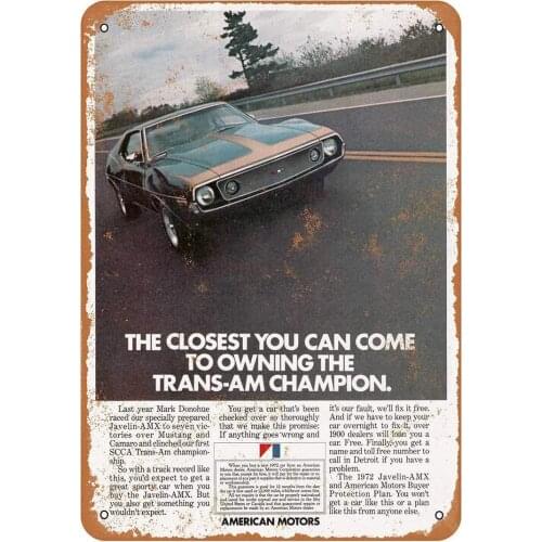 Metal Wall Sign THE CLOSEST YOU CAN COME TO OWNING THE TRANS AM CHAMPION Home Art Deco Vintage Retro Metal Sign 8X12 Inches