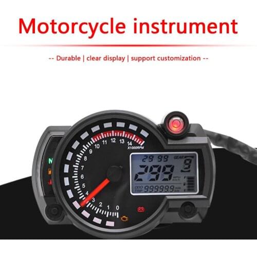 Motorcycle Speedometer Odometer Tachometer Fuel Meter 7-Color Backlight LCD Motorbike Digital Gauge Universal