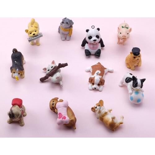 Cartoon Cute Animals DIY Panda Kitten Dog Keychain Resin Pendant Accessories Fashion Jewelry Wholesale DIY for Handmade Keyrings