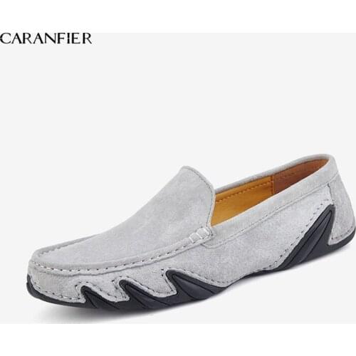 CARANFIER Mens Loafers Shoes PU Leather Casual Business Solid Color Soft Comfortable Round Toe High Quality Breathable Peas Shoe