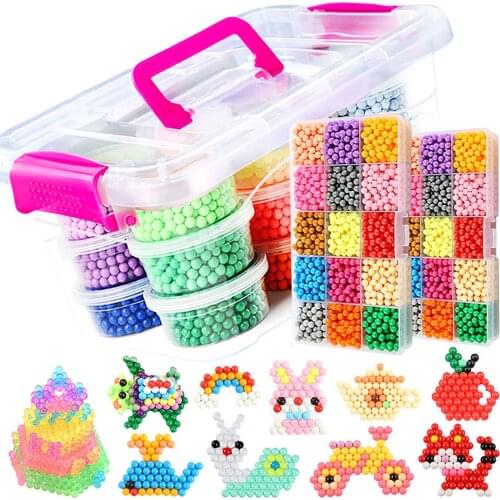 1 Set Creative Multicolor Magic DIY Puzzle Beads Kit Tools 3D Handmade Magic Crystal Water Spray Beads Sets For Kids Designer