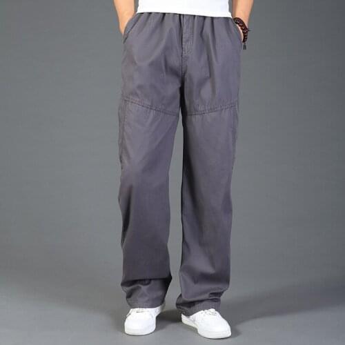 New arrival fashion large sutumn long Trousers Men Casual Elastic Waist Mens Pants cotton plus size L XL 2XL 3XL 4XL 5XL 6XL