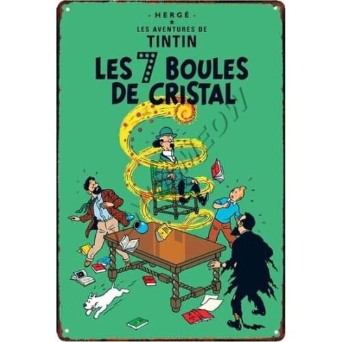 Tintin Catoon Movie Tin Sign Metal Plate Vintage Wall Art Poster Iron Painting Bar Coffee Kids Room Wall Craft Home Decor WY66