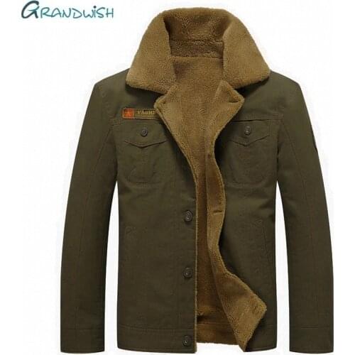 Grandwish Parka Men Coats Winter Jacket Men Slim Thicken Outwear Warm Coat Top Brand Clothing Casual Mens Fleece Jacket,GA126