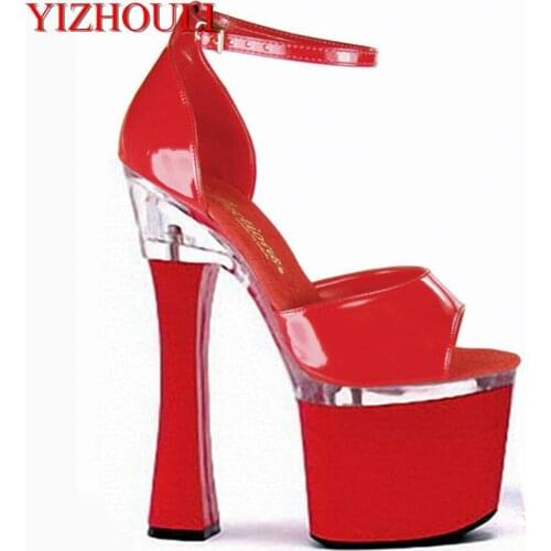 Sexy banquet shoes, fashionable and comfortable square heel 18 cm high heels, 8 inch thick shoes