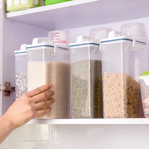 Plastic Cereal Dispenser Storage Box Kitchen Food Grain Rice Container Kitchen Rice Storage Box Flour Grain Storage Bottle