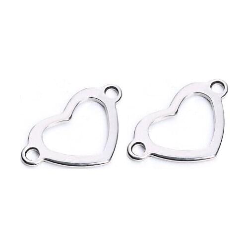20pcs/lot 22.5mm*14mm Heart-shaped stainless steel Connector Metal Alloy Pendant For DIY bracelet Jewelry Making fg4s