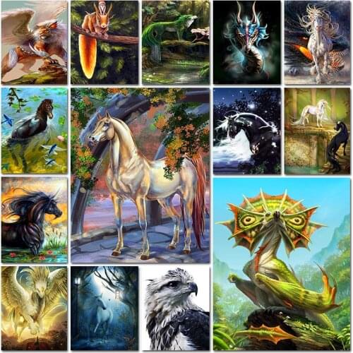 Full square diamond painting embroidery Cross stitch Mosaic Animal horse squirrel bird eagle unicorn 5d home decor Paintings art