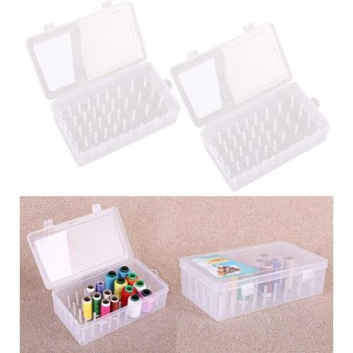 2pcs Empty Sew Threads Box 9.3x5.4" Durable Professional Sewing Yarn Spools Containers Storage Case with Support Poles