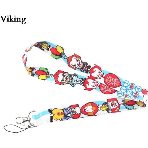 Horror Ghost Print Lanyards Cool Clown Neck Strap keys Phone Holder USB ID Badge Neck Straps Hang Rope Fashion Gift G0676