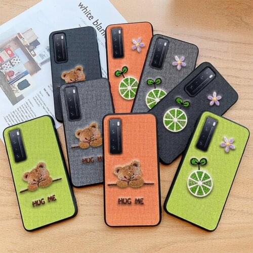 Luxury Embroidery For Huawei nova 7 Phone Case Fundas Protective Fashion Silicone for Huawei nova 7 Back Cover Cute Cloth Soft