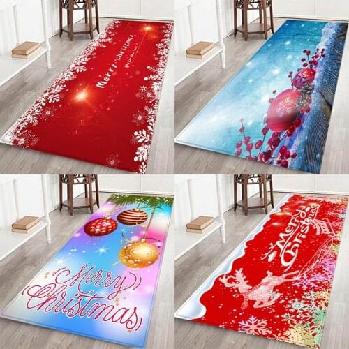 Christmas mat, Christmas holiday atmosphere, Santa Claus, Christmas elemental printed flannel home Anti-Slip absorbent mat