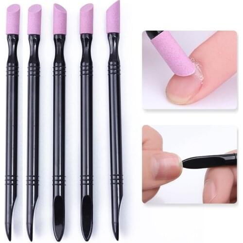Quartz Stone Scrub Pen Cuticle Remover Pusher Trimmer Dead Skin Remover Black Professional Nail Art Care Tool