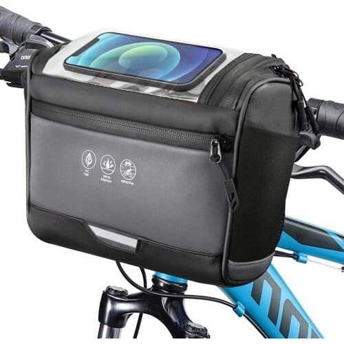Bike Front Frame Bag, Large Reflective Bicycle Handlebar Bags Water-Resistant Storage Basket Bag Pannier for Bike