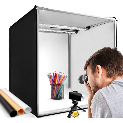 MAMEN 80*80CM Photo Studio Light Box Led Lighting Softbox Photography Video Photo Soft Box Background Kit For DSLR Camera