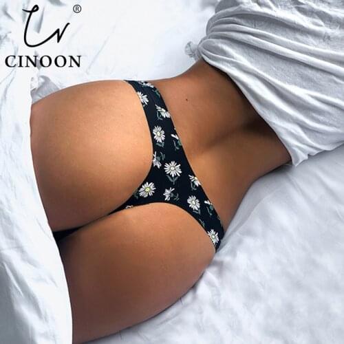 CINOON New Sexy Flowers Lingerie Woman Knickers Low-waist Panties Thong Seamless Breathable Underwear Female G String Intimates