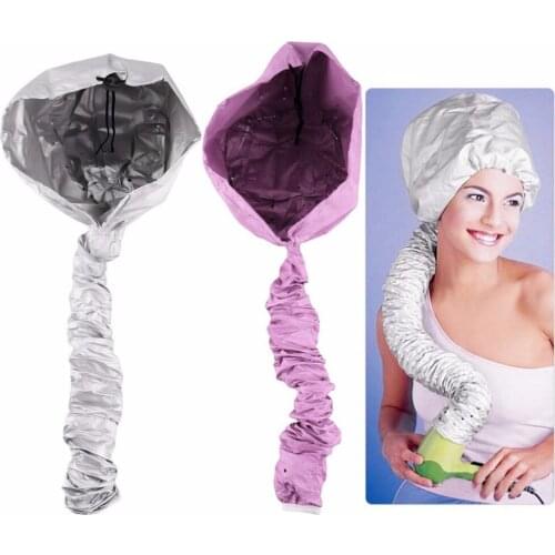 Comfortable Home Portable Salon Hair Dryer Cap Bonnet Attachment Haircare Large Bouffant Lightweight Caps Silver Pink