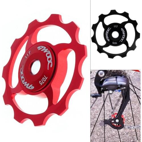 Universal 4 Hole CNC Aluminum Alloy 11T Bicycle Rear Derailleur Pulley Guide Wheel Cycling Ceramics Bearing for MTB / Road Bike