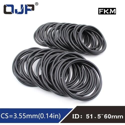 1PC Fluorine rubber Ring Black FKM O-ring Seal CS3.55mm ID51.5/53/54/54.5/56/58/60mm O Ring Gasket Oil Ring Fuel Sealing Washer