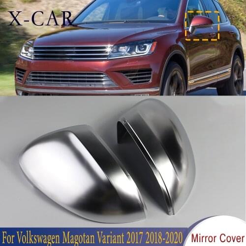 X-CAR 1 Pair Chrome Brushed Side Wing Mirror Covers Caps Silver Matte For Volkswagen Magotan Variant 2017 2018 2019 2020