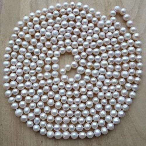 Terisa Pearl Jewelry Wedding Party Gift Long Pearl Necklace AA 8-9MM White Color Freshwater Pearl Necklace 100 inches