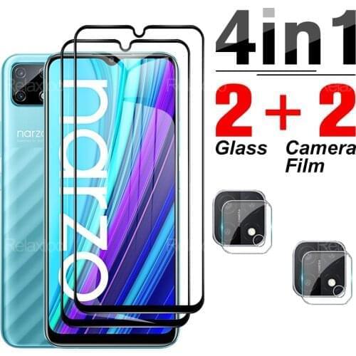 4 in 1 Camera Protector Glass For Oppo Realme Narzo 30A C25 On Realmy A C 30 25 Narzo30 Phone Transparent Screen Full Cover Film