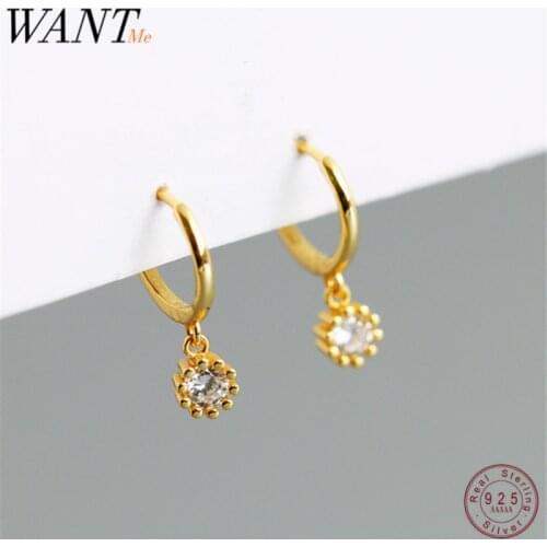 WANTME High Quality Luxury Pave CZ Flower Studs Earrings for Women Real 925 Sterling Silver Hoop Fine Accessories Jewelry Gift