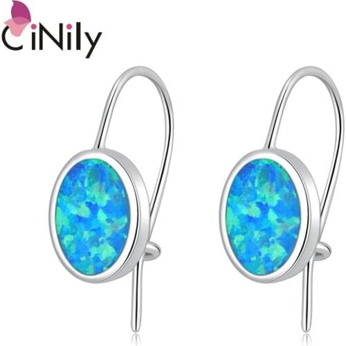 CiNily Oval Shape Fire Opal Silver Plated Fashion Jewelry Dangle Drop Earring for Party Jewelry Fashion Woman Earring Gift