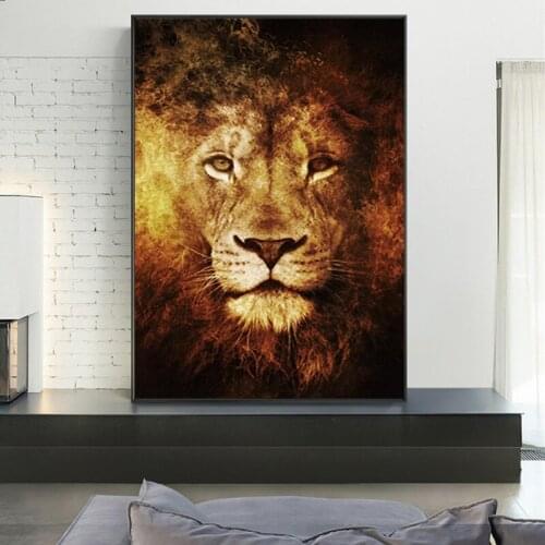 Wild Animals Lion Head Art Canvas Posters and Prints Nordic Art Lion Paintings on The Wall Pictures for Living Room Decor