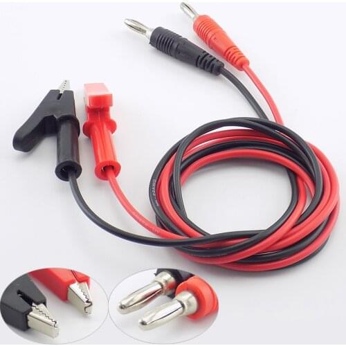 1M Alligator Clip to Banana Plug Test Cable Wire Probe Multimeter Double End Crocodile Electric for DIY Connecting