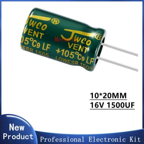 10PCS 16V 1500UF 20% High frequency and low impedance in-line aluminum electrolytic capacitors long life Brand new authentic