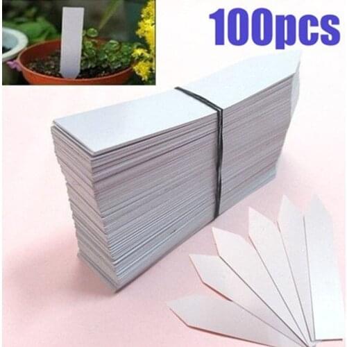 100Pcs White Plastic Plant Labels Orchid Seed Pot Marker Nursery Garden Stake Plant Tag Pots Garden Label Decor Seedling Tray