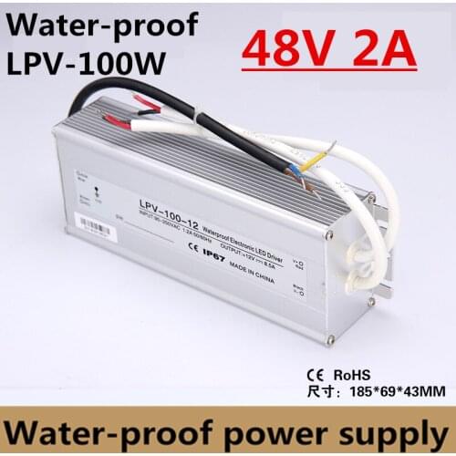 100W AC to DC 48V Water-proof IP67 Electronic Driver outdoor use power supply led strip transformer adapter for underwater light