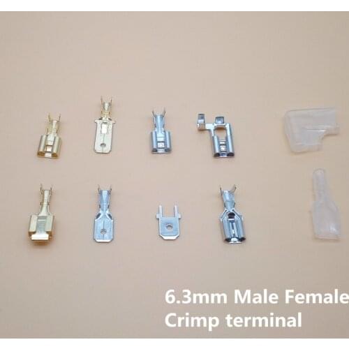 50pcs 6.3mm Male Female Crimp terminal Connectors Wire Splice Connectors Automotive Connector