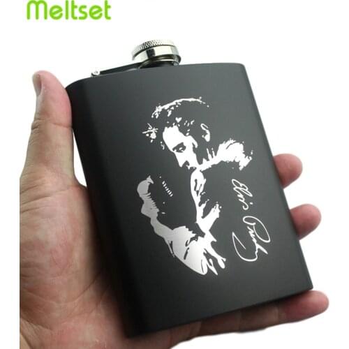 8oz/230ml Black Hip Flask Portable Stainless Steel Whisky Wine Bottle Customizable Flask For Alcohol Men Gift
