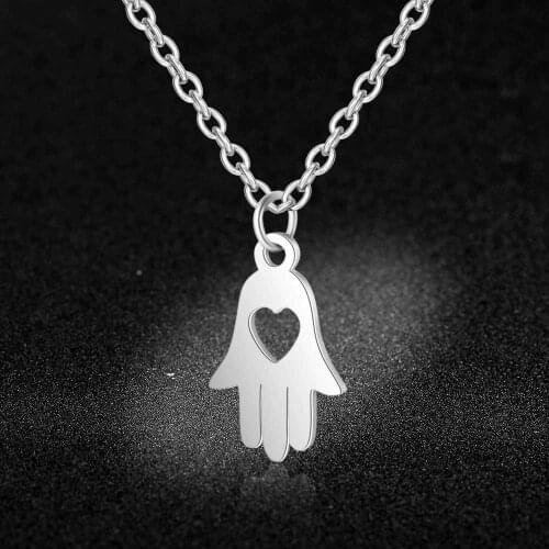 AAAAA Quality 100% Stainless Steel Hamsa Hand Charm Necklace for Women Special Gift Wholesale High Polish